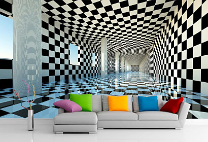 Fototapeta Čiernobiely 3d interiér 1139